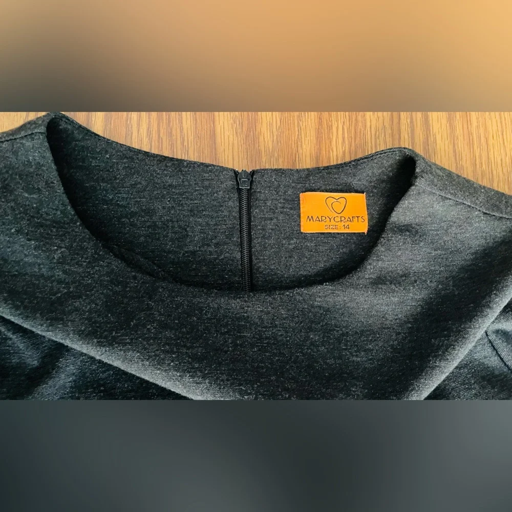 Marycrafts Gray bell-sleeve knee length sheath dress SZ 14 - Picture 3 of 7